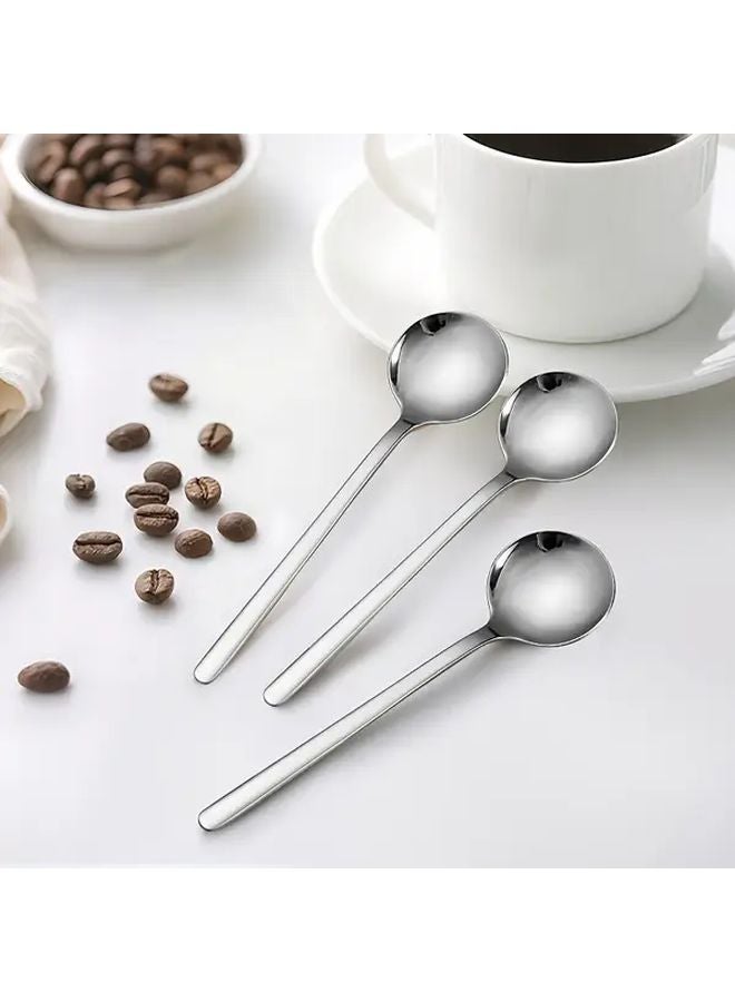 4pcs Silvery Stainless Steel Coffee Spoons Multipurpose Stirring Spoons - Image 2
